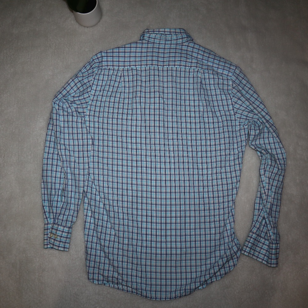 ⬇️$20 IZOD Mens Blue Plaid Button Down - Picture 2 of 5